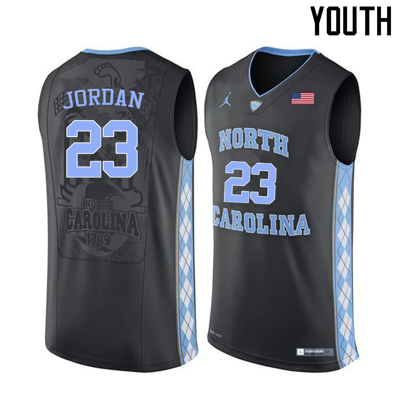 Youth North Carolina Tar Heels #23 Michael Jordan College Basketball Jerseys Sale-Black - Click Image to Close